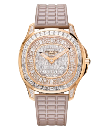 5062/450R Aquanaut Luce Haute Joaillerie 38.8mm Pearly Beige Tropical Strap Diamond-Set Dial Rose Gold Bezel