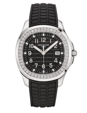 5267/200A-001 Aquanaut 38.8mm Black Strap Black Embossed Dial Diamond-paved Steel Bezel