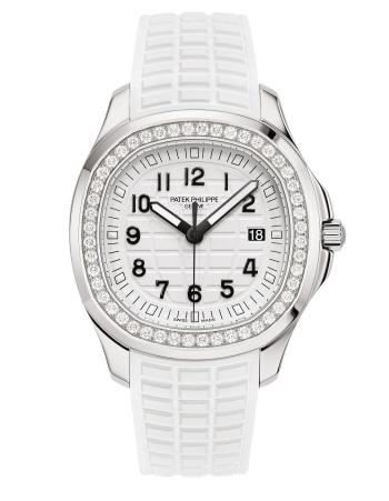 5267/200A-010 Aquanaut 38.8mm Matte White Strap Matte White Embossed Dial Diamond-paved Steel Bezel