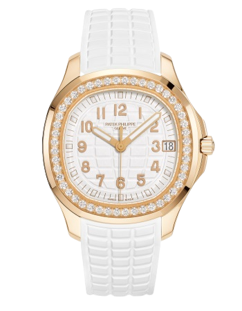 5268/200R Aquanaut 38.8mm Matte White Strap Matte White Embossed Dial Diamond-paved Rose Gold Bezel