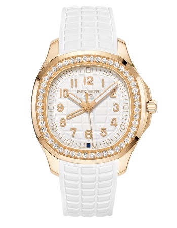 5269/200R Aquanaut 38.8mm Matte White Strap Matte White Embossed Dial Diamond-paved Rose Gold Bezel
