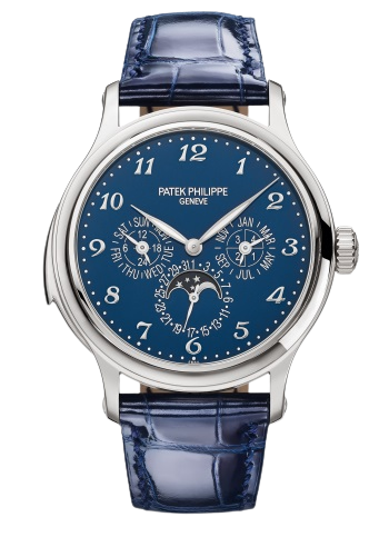 5374G-001 Grand Complications 42mm Shiny Dusk Blue Alligator Leather Strap Blue Enamel Dial White Gold Bezel