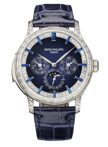 5374/300P Grand Complications 42mm Shiny Dusk Blue Alligator Leather Strap Blue Lacquered Gradient-Black Dial Sapphire Flange Diamond-set Platinum Bezel