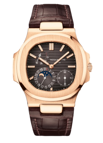 5712R-001 Nautilus 40mm Matte Dark Brown Alligator Strap Black Brown Embossed Dial Rose Gold Bezel