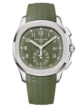 5968G-010 Aquanaut 42.2mm Khaki Green Strap Embossed Khaki Green Dial White Gold Bezel