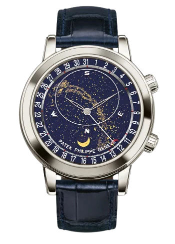 6102P Grand Complications 44mm Shiny Navy Blue Alligator Strap Metalized Sapphire-Crystal Dial Platinum Bezel