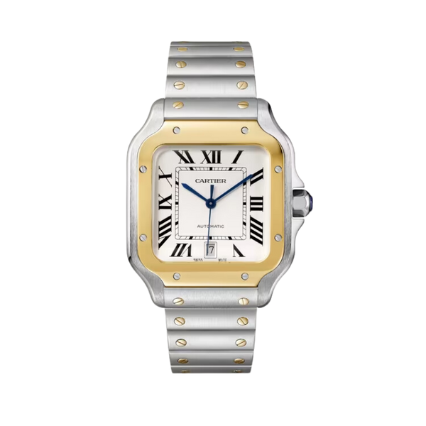 SANTOS 40 MM DE CARTIER SILVER STAINLESS STEEL & YELLOW GOLD