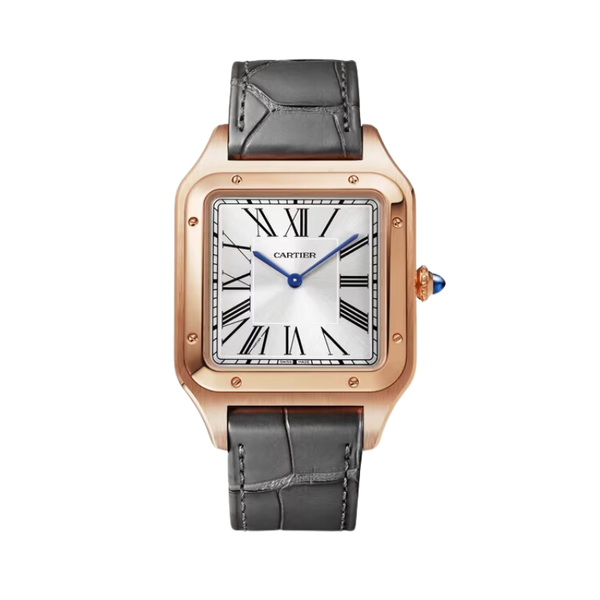 SANTOS 47 MM DUMONT SILVER 18K ROSE GOLD