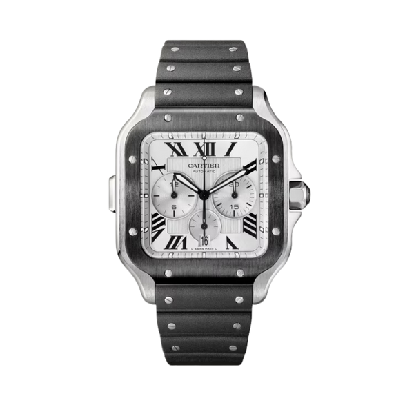 SANTOS 43 MM DE CARTIER CHRONOGRAPH SILVER STAINLESS STEEL