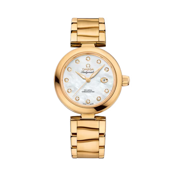 DE VILLE LADYMATIC 34 MM YELLOW GOLD WITH MOTHER OF PEARL DIAL