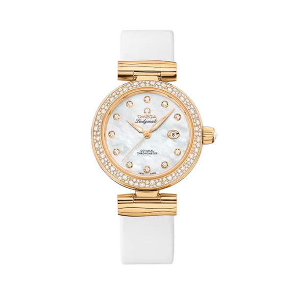 DE VILLE LADYMATIC 34 MM YELLOW GOLD WITH MOTHER OF PEARL DIAL