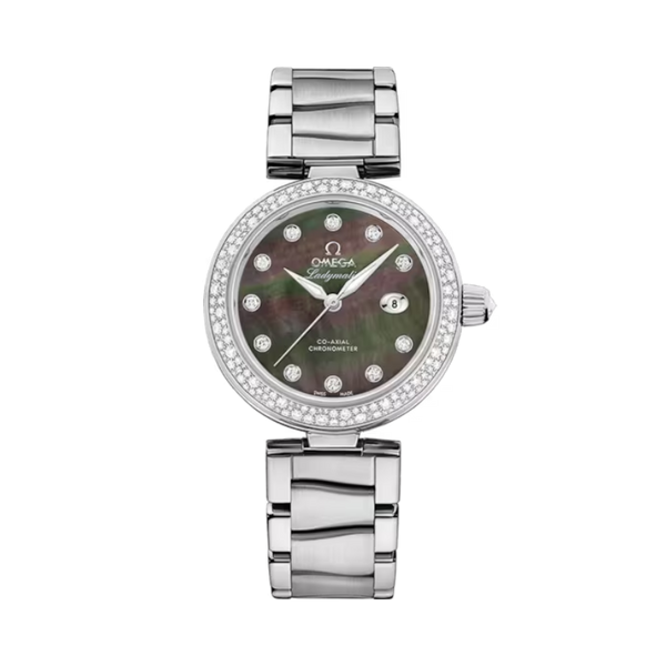 DE VILLE LADYMATIC 34 MM STAINLESS STEEL WITH BLACK MOTHER OF PEARL DIAL