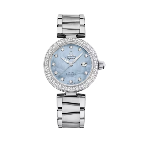 DE VILLE LADYMATIC 34 MM STAINLESS STEEL WITH BLUE MOTHER OF PEARL DIAL