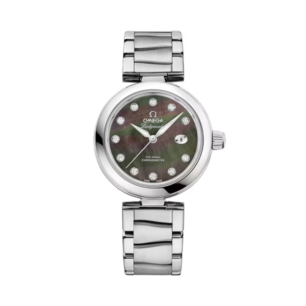 DE VILLE LADYMATIC 34 MM STAINLESS STEEL WITH BLACK MOTHER OF PEARL DIAL