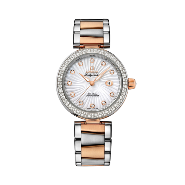 DE VILLE LADYMATIC 34 MM STAINLESS STEEL - RED GOLD WITH MOTHER OF PEARL DIAL