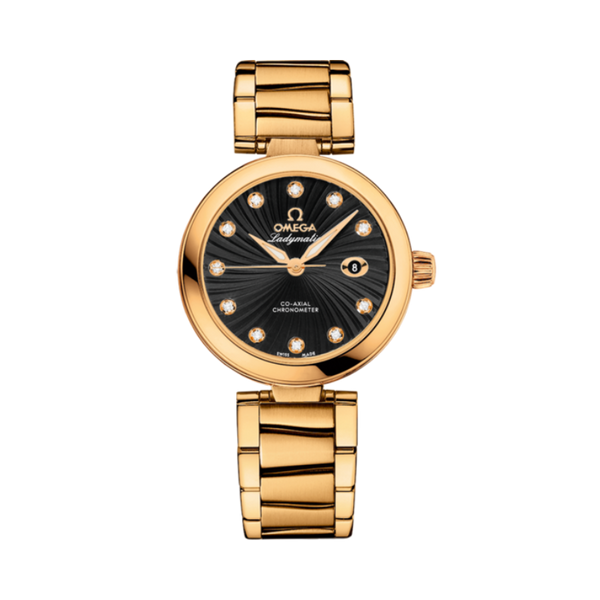 DE VILLE LADYMATIC 34 MM YELLOW GOLD WITH BLACK DIAL