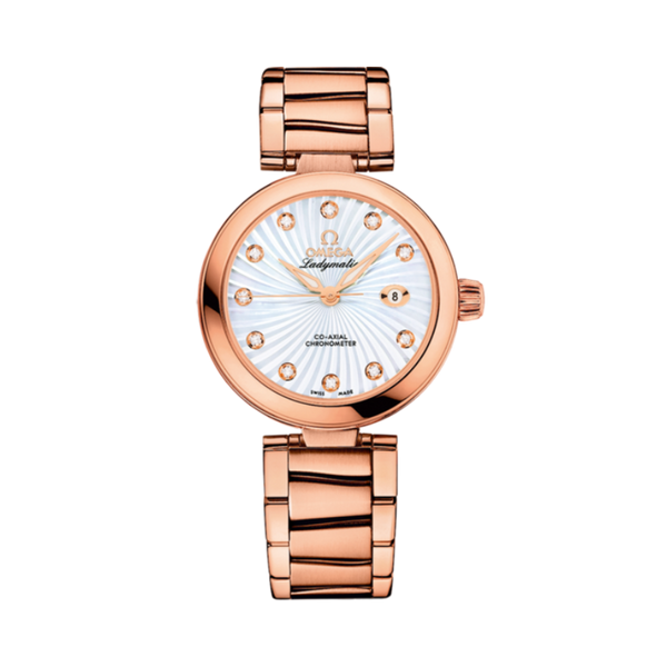 DE VILLE LADYMATIC 34 MM RED GOLD WITH MOTHER OF PEARL DIAL