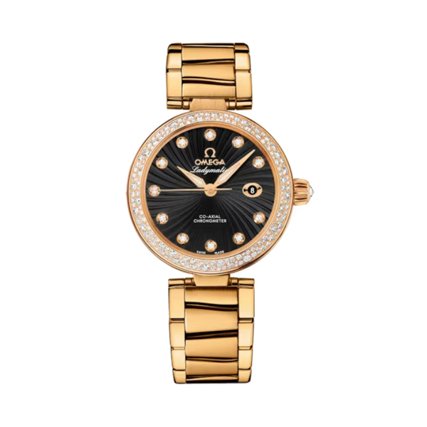 DE VILLE LADYMATIC 34 MM YELLOW GOLD WITH BLACK DIAL