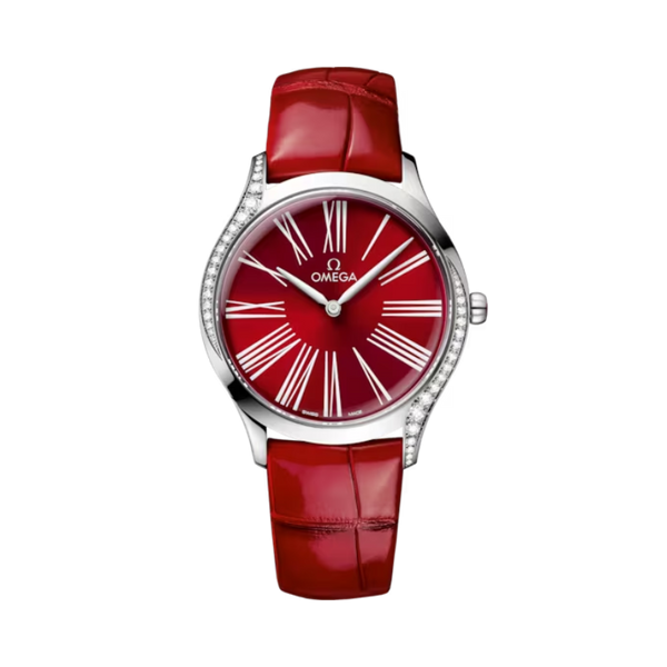 DE VILLE TRÉSOR 36 MM STAINLESS STEEL WITH RED DIAL