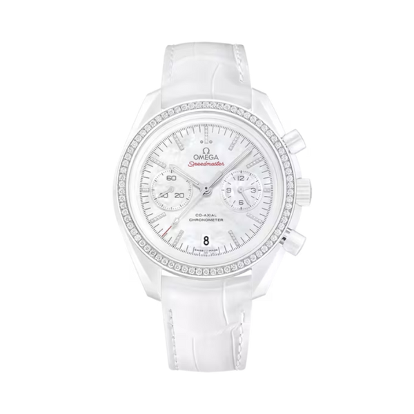 SPEEDMASTER DARK SIDE OF THE MOON WHITE SIDE OF THE MOON 44 MM WHITE CERAMIC WITH MOTHER OF PEARL DIAL