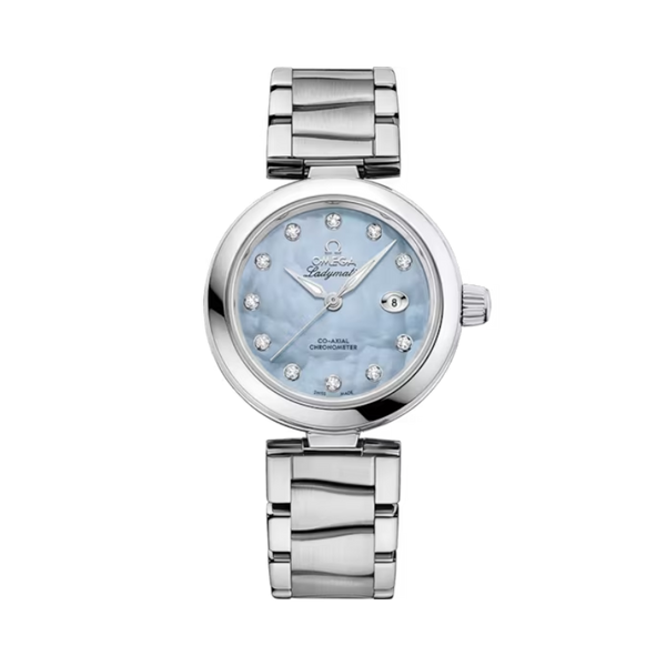 DE VILLE LADYMATIC 34 MM STAINLESS STEEL WITH BLUE MOTHER OF PEARL DIAL