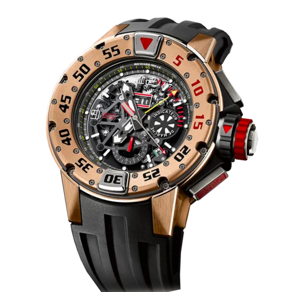 RM 032 Automatic Winding Flyback Chronograph Rubber Strap Rose Gold Case