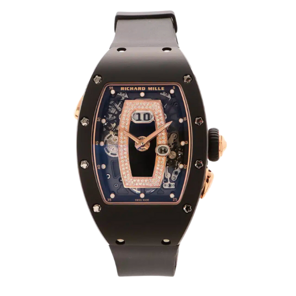RM 037 Black Ceramic TZP/Rose Gold Sides Diamond Dial