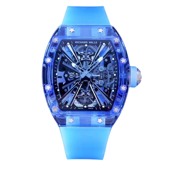 RM 012-01 Sapphire Blue Tourbillion Automatic Titanium Bracelet Transparent Dial