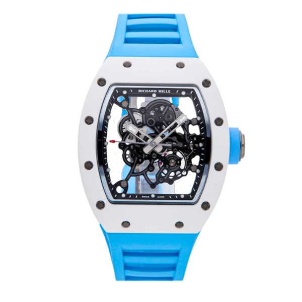 RM 055 Bubba Watson Japan Edition Rubber Strap White Dial White Ceramic Case