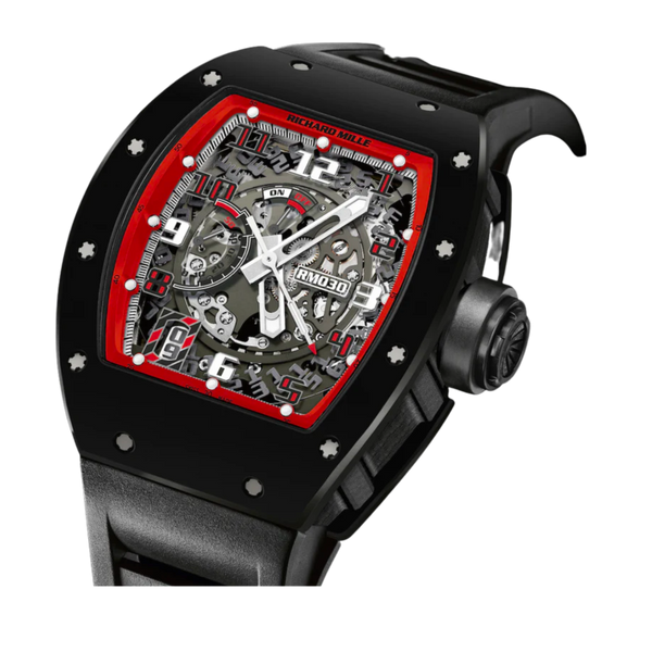 RM 030 Black Dash Limited Edition Automatic Grey Rubber Strap Titanium Bezel