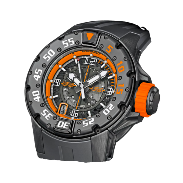 RM 028 Diver Orange Flash Black Rubber Divers Strap DLC-Treated Titanium Case
