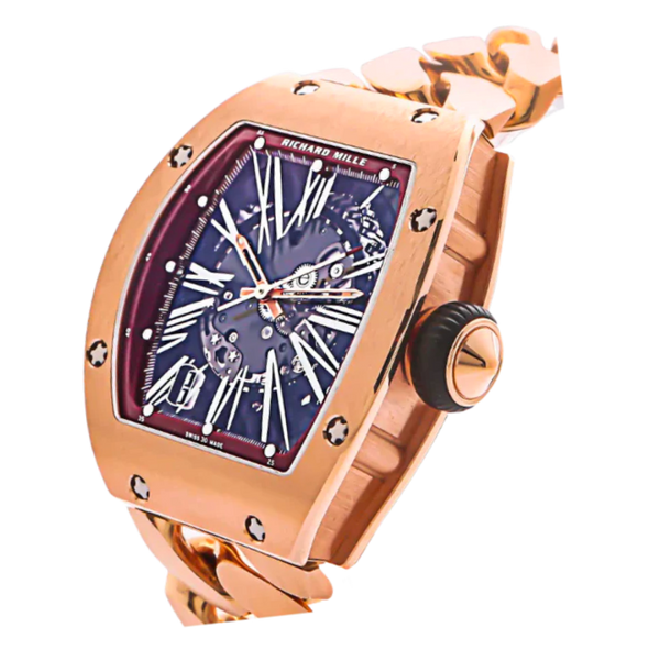 RM 023 Rose Gold With Cuban Link Bracelet Rose Gold Cuban Bracelet Rose Gold Case