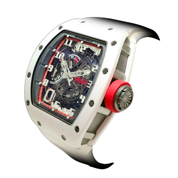 RM 030 Japan Limited Edition Automatic White Rubber Strap White Ceramic Case