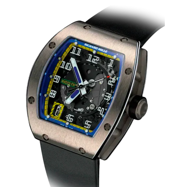RM 005 Automatic Black Rubber Strap Platinum Case