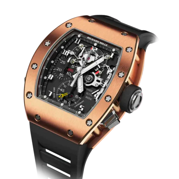 RM 004-V1 Split-Seconds Chronograph Rubber Strap Yellow Gold Case