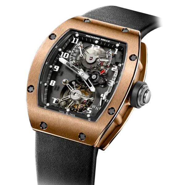 RM 002-V1 Tourbillon Rubber Strap Rose Gold Case