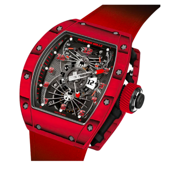 RM 022 Tourbillon Aerodyne Dual Time Red Rubber Strap Carbon TPT Case