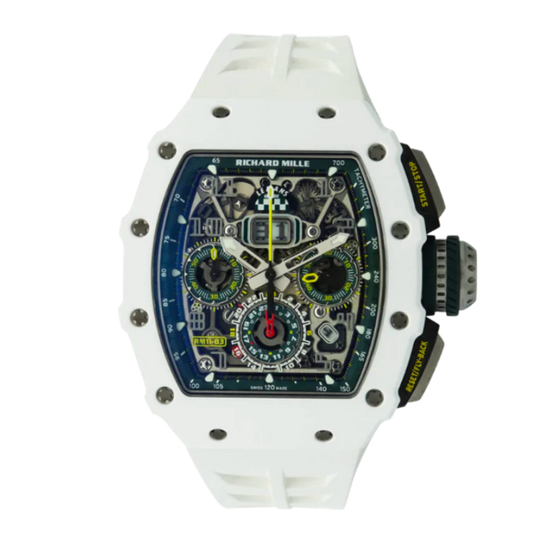RM 011-03 Le Mans Classic White Ceramic Rubber Strap Skeleton Dial White ATZ Ceramic Case