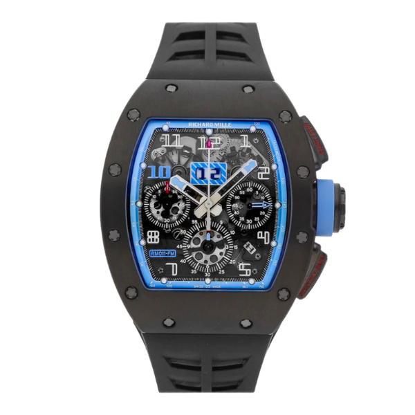 RM 011 Argentina Edition Black Rubber Strap Titanium Case
