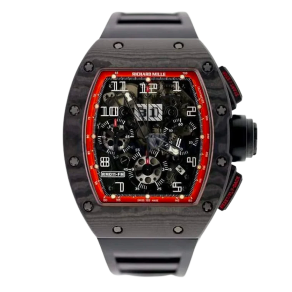 RM 011 Felipe Massa Black Night NTPT Carbon Rubber Strap Carbon Fiber Case
