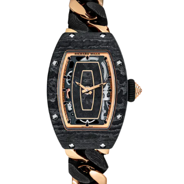 RM 07-01 Ladies Carbon TPT Automatic Rose Gold Bracelet Carbon Case