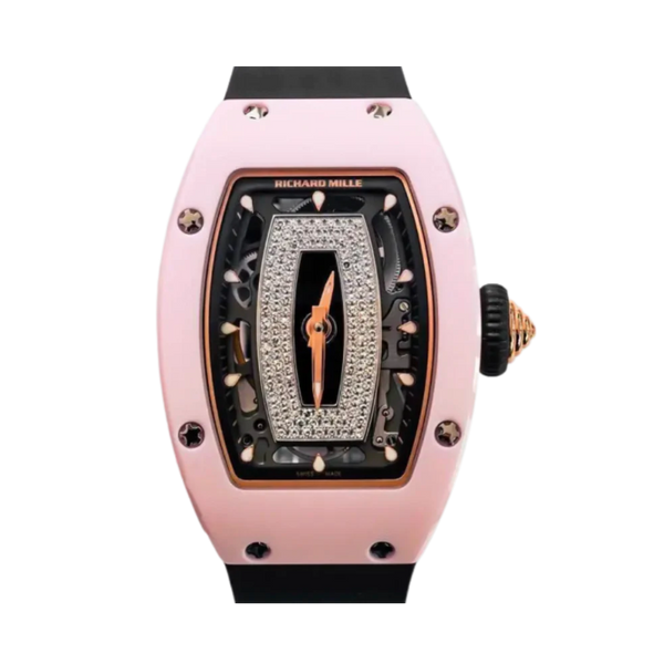 RM 07-01 Pink Ceramic Rubber Strap Pink Ceramic Case