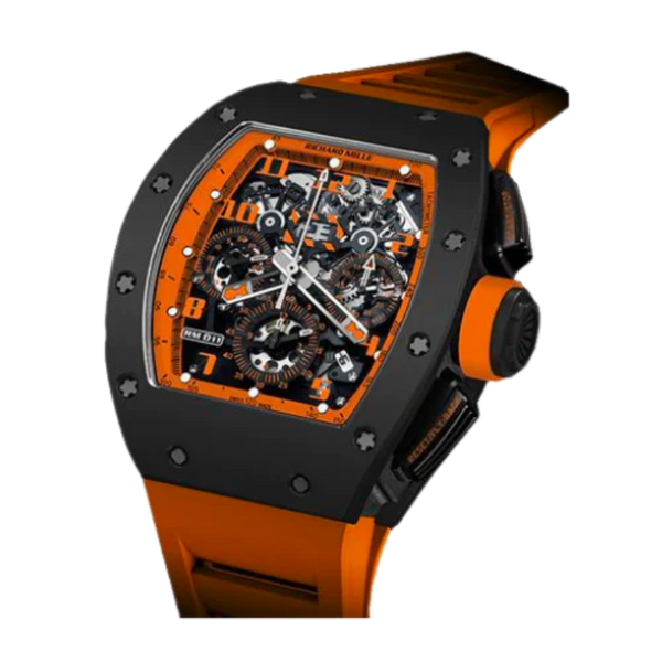 RM 011 Felipe Massa-Fly-Back Chronograph Orange Storm Limited Edition Automatic Orange Rubber Strap Ceramic Case