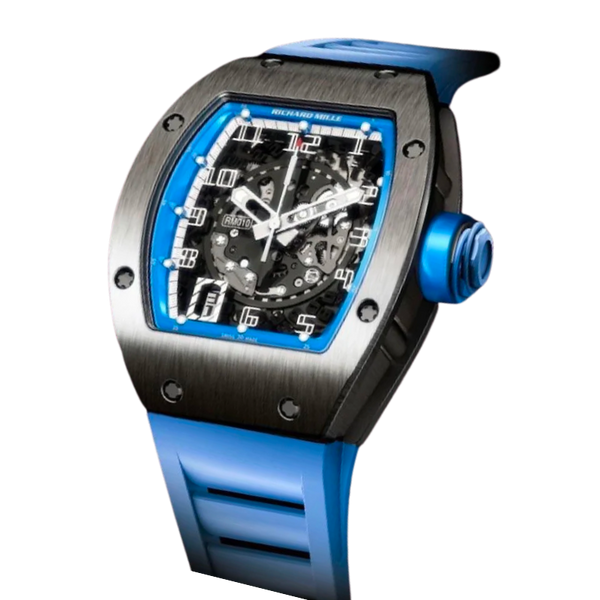 RM 010 Automatic Titanium Light Blue Limited Edition Rubber Strap Titaniun Case
