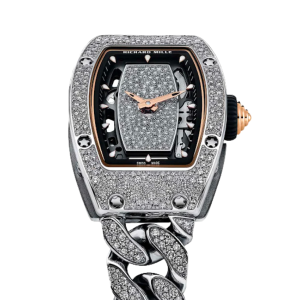 RM 07-01 Ladies' White Gold Snow Diamond Set White Gold Bracelet White Gold Diamond Set Case