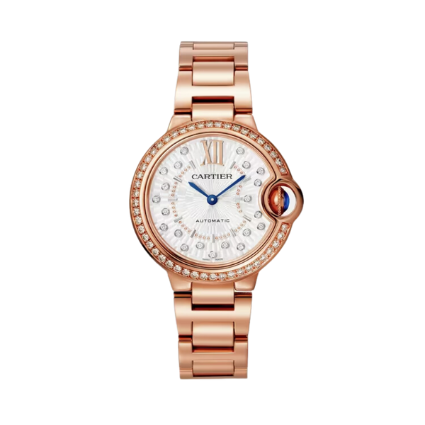 BALLON BLEU DE CARTIER 36 MM ROSE GOLD WITH MATT SILVER STAMPED SUNRAY DIAL