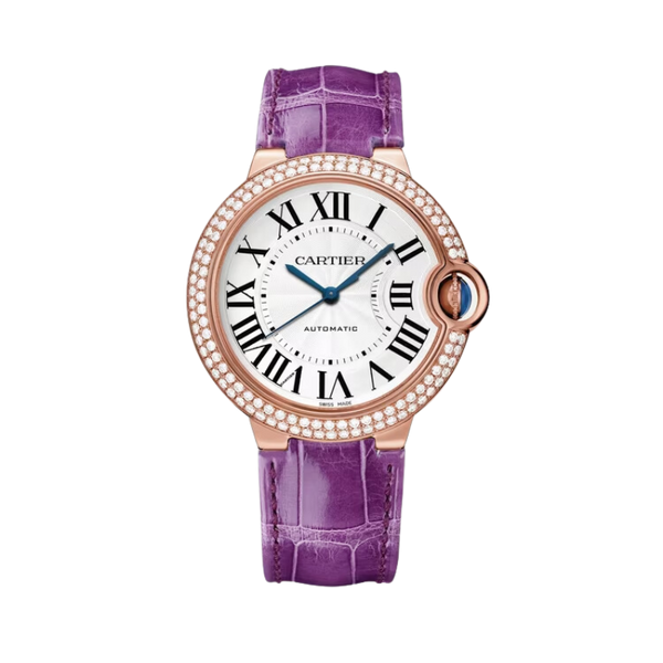 BALLON BLEU DE CARTIER 36 MM ROSED GOLD WITH SILVER GUILLOCHE LACQUER OPALINE DIAL