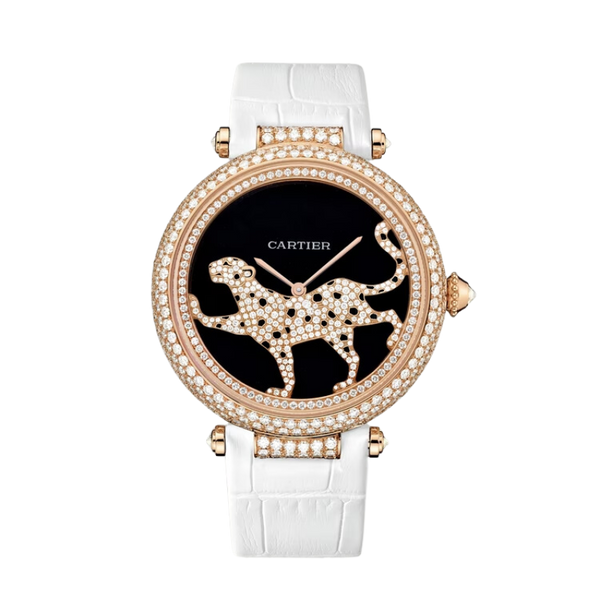 PROMENADE D'UNE PANTHERE 43 MM ROSE GOLD WITH DARK PURPLE MOTHER OF PEARL DIAL