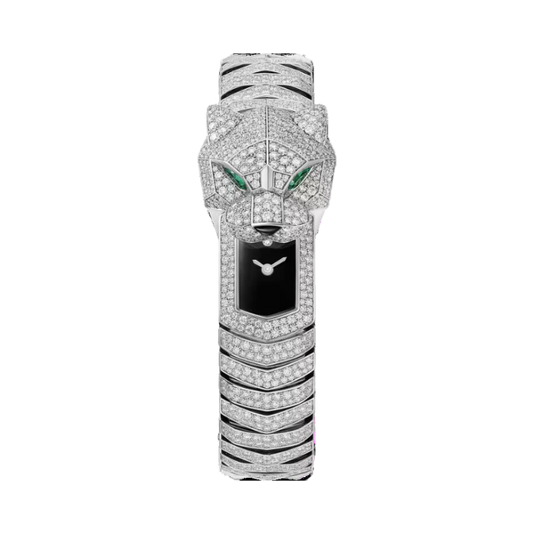 PANTHERE DE CARTIER 38 MM RHODIUMIZED 18K WHITE GOLD WITH BLACK LACQUER DIAL