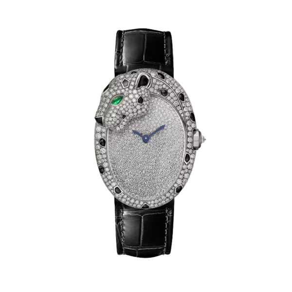 PANTHERE LOVE RHODIUMIZED WHITE GOLD WITH DIAMOND SET SHAGREEN AND DIAL